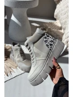 Dámské kotníkové boty na platformě z pravé kůže Vinceza – béžové