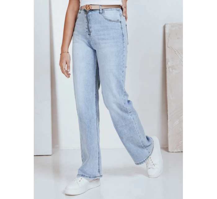 Dámské džíny s vysokým pasem a širokými nohavicemi světle modré FashionStreet UY2786