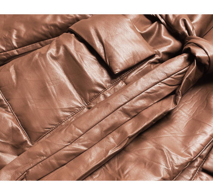 Hnědá oversize bunda z ekologické kůže model 17695043 - Ann Gissy