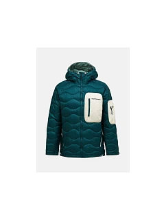 Pánská péřová bunda PEAK PERFORMANCE M Helium Utility Down Hood Jacket, zelená barva