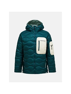 Pánská péřová bunda PEAK PERFORMANCE M Helium Utility Down Hood Jacket, zelená barva