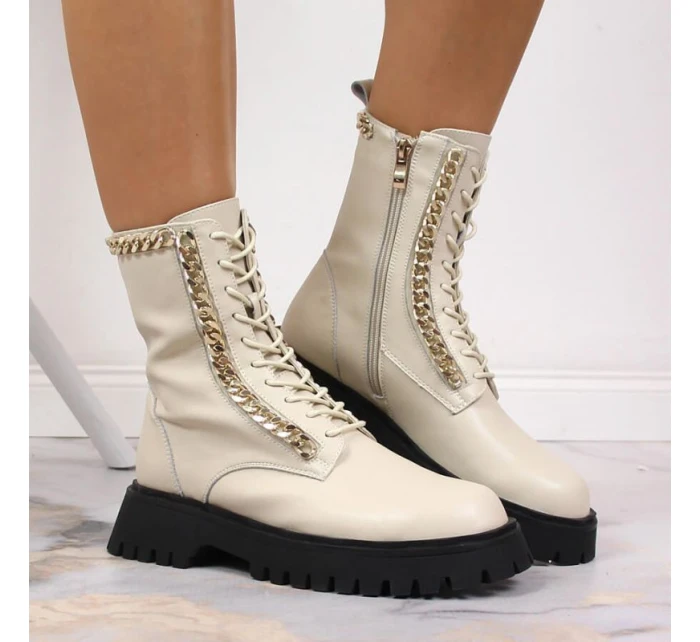 Zateplené kožené boty s řetězem Artiker W HBH40