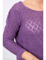 Svetr s ažurovým zdobením fialový Svetr s ažurovým zdobením fialový