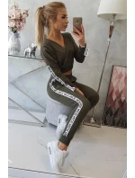 Sada s ozdobnými khaki stuhami