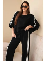 Dámský viskózový komplet máslový s širokými nohavicemi a volnou blůzou černý Dámský viskózový komplet máslový s širokými nohavicemi a volnou blůzou černý