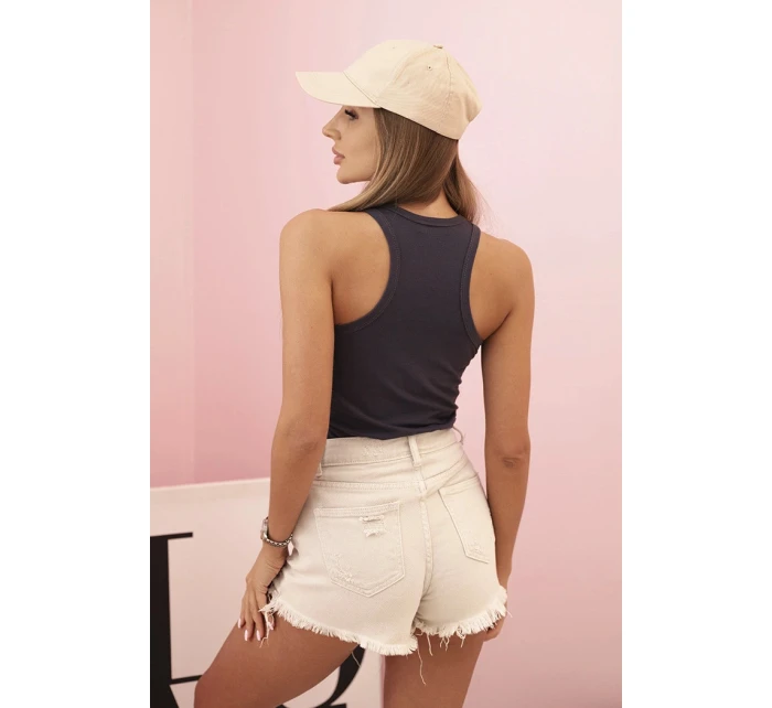 Dámské bavlněné boxerové tílko na širokých ramínkách grafitová