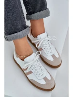 model 21684277 Kožené Nízké Sneakersy Dámské Béžové - Zazoo