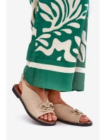 Sandály Na Ploché Podpatky S Dekorací Eko Kůže Béžové model 21685875 - Boto Sandály Na Ploché Podpatky S Dekorací Eko Kůže Béžové model 21685875 - Boto