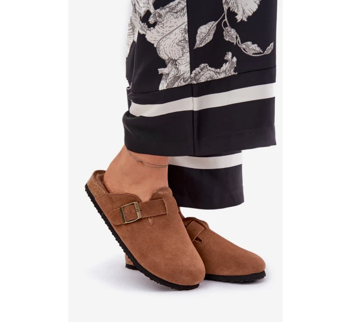 Semišové Klapky Chodaky Dámské S Přezkou Big Star RR274A387 Hnědé