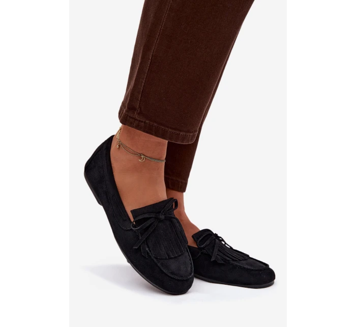 Dámské mokasíny s třásněmi černé model 21919027 - Boto