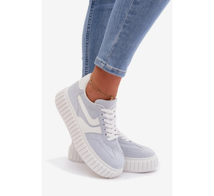 Dámské tenisky na platformě z eko semiše modré Cadrina Dámské tenisky na platformě z eko semiše modré Cadrina