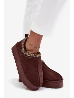 Dámské nízké sněhule Taliah na platformě s vyšíváním – čokoládové Dámské nízké sněhule Taliah na platformě s vyšíváním – čokoládové