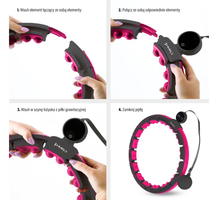 HHM16 HULA HOP ČERNÁ/RŮŽOVÁ S MAGNETY A ZÁVAŽÍM + POČÍTADLO HMS HHM16 HULA HOP ČERNÁ/RŮŽOVÁ S MAGNETY A ZÁVAŽÍM + POČÍTADLO HMS