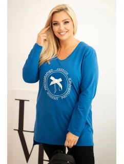 Dámská blůza s delším zadním dílem a potiskem model 21397675 - K-Fashion