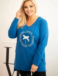 Dámská blůza s delším zadním dílem a potiskem model 21397675 - K-Fashion