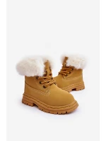 Dětské Trapery Botky na Zip s Kožešinou Camel model 21640125 - Boto