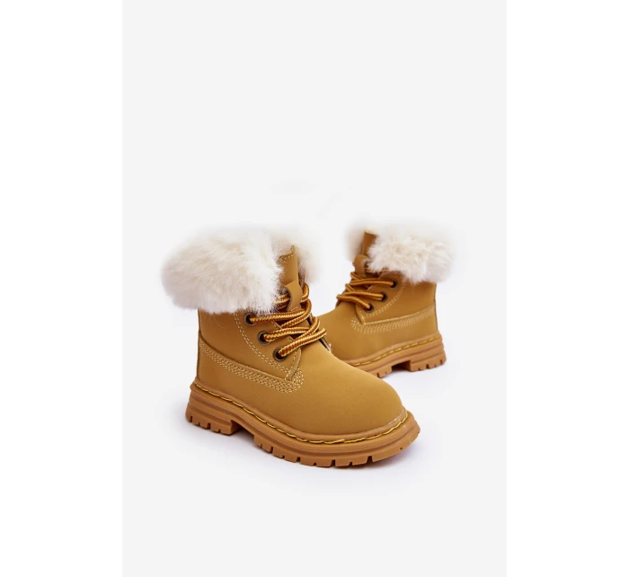 Dětské Trapery Botky na Zip s Kožešinou Camel model 21640125 - Boto