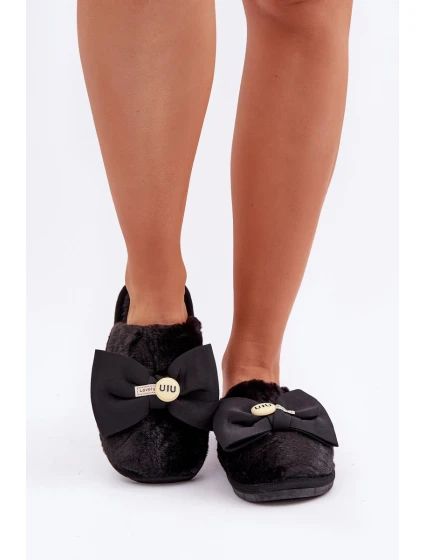 Dámské Pantofle S Kožíškem A Mašlí Černé model 21681843 - Boto Dámské Pantofle S Kožíškem A Mašlí Černé model 21681843 - Boto