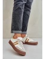 Zazoo N1068S6 Kožené Nízké Sneakersy Dámské Na Platformě Béžové