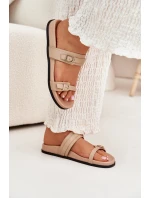 Dámské Pantofle S Přezkami Béžové model 21700025 - Boto Dámské Pantofle S Přezkami Béžové model 21700025 - Boto