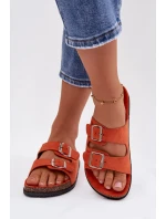 Dámské pantofle oranžové s přezkami model 21908441 - Boto