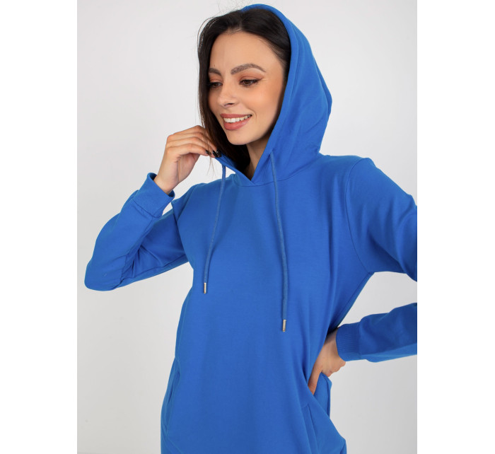 Tmavě modré mikinové basic šaty s kapucí
