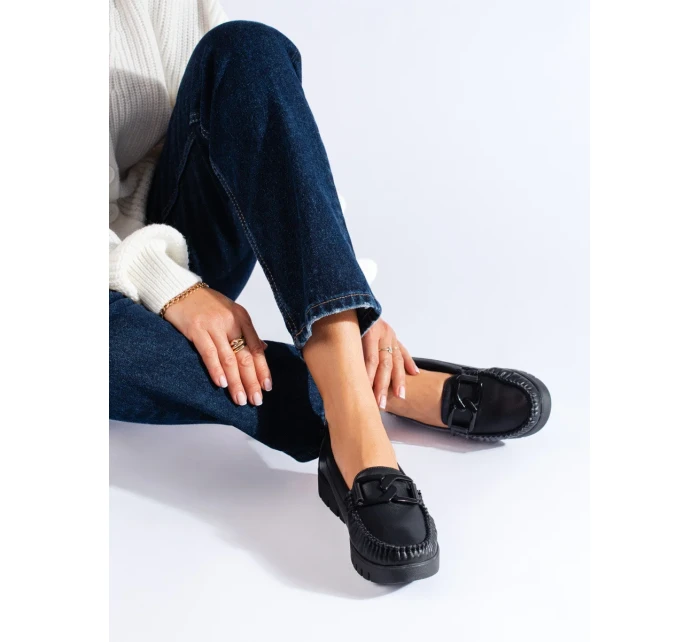 Praktické mokasíny dámské černé platforma Praktické mokasíny dámské černé platforma