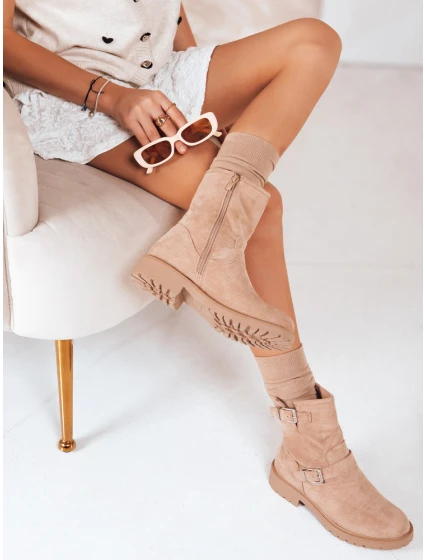 Dámské semišové béžové kozačky FashionStreet ZY1217