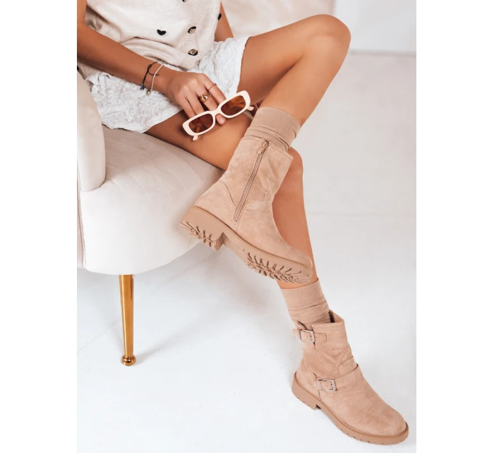 Dámské semišové béžové kozačky FashionStreet ZY1217