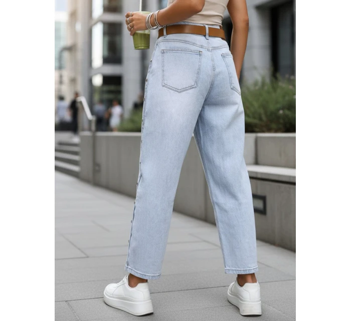 Jeansy damskie z wysokim stanem balloon fit niebieskie FashionStreet UY2916