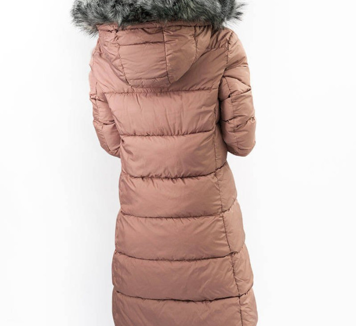 Dámská prošívaná zimní bunda ve starorůžové barvě (7701)