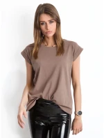 Hnědé bavlněné tričko tshirt s ohrnutými Feel Good model 21470505 - Factory Price