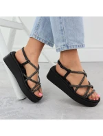 Dámské sandály na se zirkony černé model 21905027 - FILIPPO Dámské sandály na se zirkony černé model 21905027 - FILIPPO