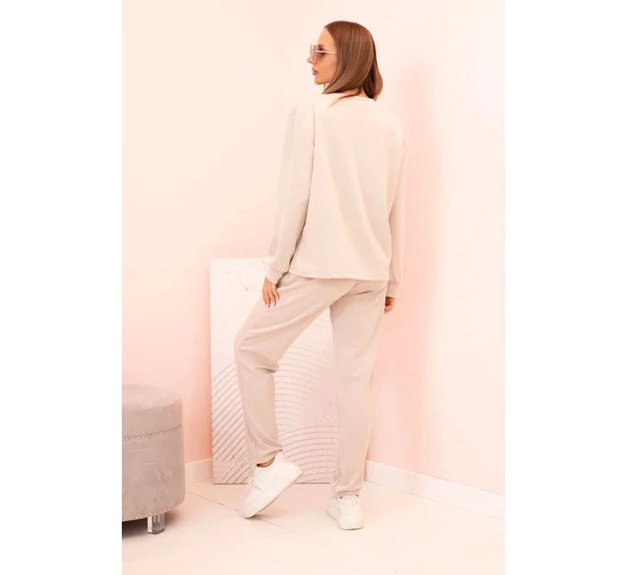 Komplet dámský máslový mikina a kalhoty s gumou béžový Komplet dámský máslový mikina a kalhoty s gumou béžový