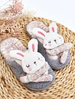 Dětské pantofle na tlusté podrážce králíčci šedé Dasca