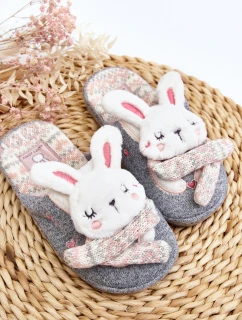 Dětské pantofle na tlusté podrážce králíčci šedé Dasca