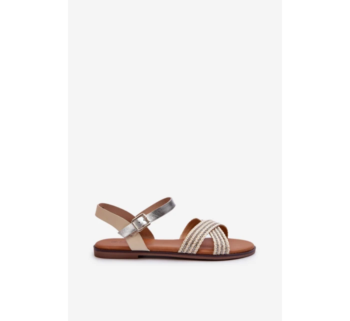 Ploché Dámské Sandály model 21660397 Béžové - S.Barski Ploché Dámské Sandály model 21660397 Béžové - S.Barski