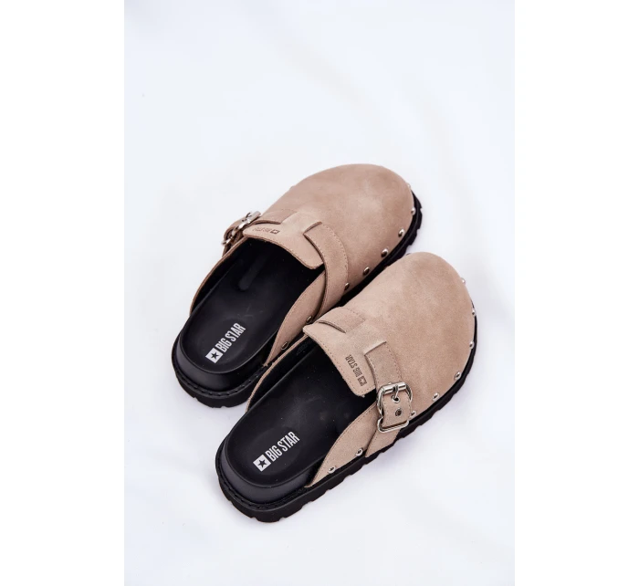 Semišové Pantofle Dámské Na Platformě Big Star RR274A376 Béžové Semišové Pantofle Dámské Na Platformě Big Star RR274A376 Béžové