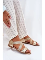 Dámské ploché sandály s elastickými pásky zlaté Marinea Dámské ploché sandály s elastickými pásky zlaté Marinea