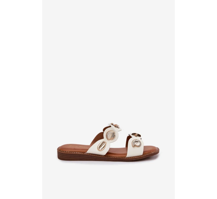 Dámské Pantofle Se Zlatými Bílé model 21699117 - Boto Dámské Pantofle Se Zlatými Bílé model 21699117 - Boto