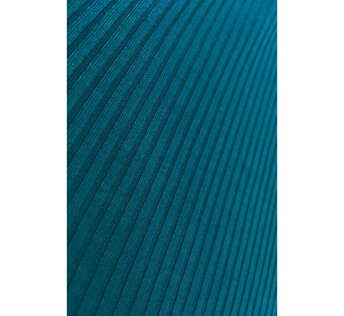Žebrované šaty s manžetami na rukávech Numoco LARA - mořsky modré