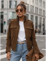 Dámská semišová bunda / bomber model 22022616 Tmavě hnědá Fashion Street - FashionStreet