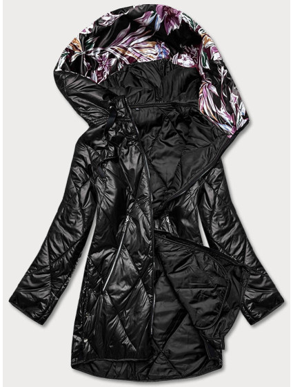 Černá dámská bunda s ozdobnou kapucí model 18013424 - S'WEST
