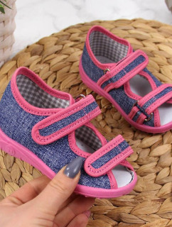 Dětské papuče Nazo Jr TEX4B námořnická modrá a růžová
