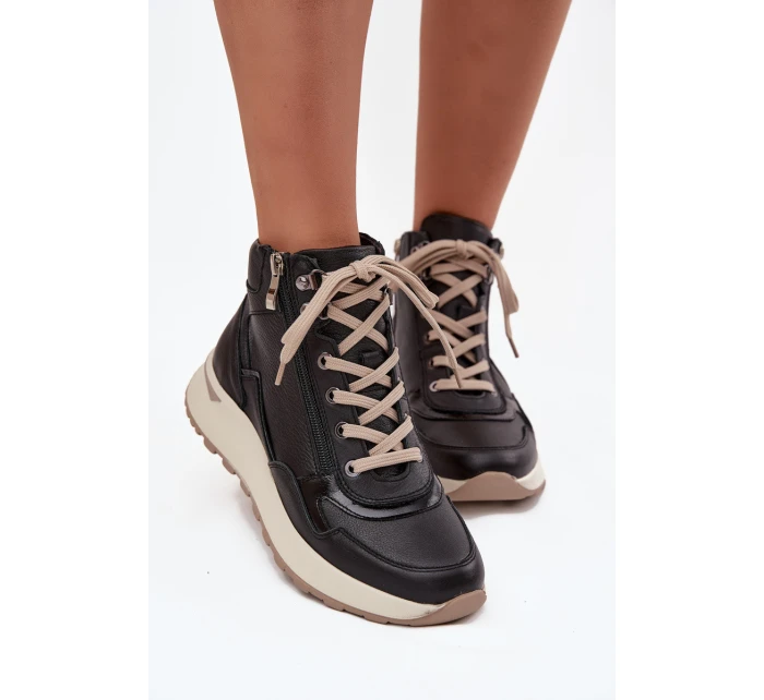 Dámské sportovní botky na platformě Zazoo – černé Dámské sportovní botky na platformě Zazoo – černé