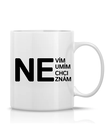 NE - klasický bílý keramický hrníček 300 ml