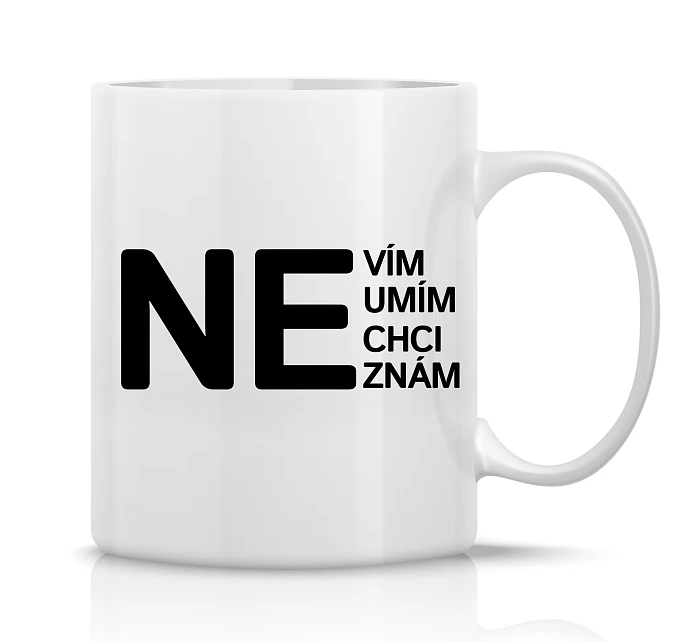 NE - klasický bílý keramický hrníček 300 ml