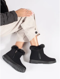 Zajímavé dámské kotníčkové boty černé bez podpatku