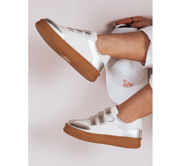 Dámské tenisky na suchý zip SOLEFIT silver FashionStreet ZY0633