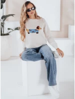 Dámský svetr CHICPAWS cream cream dog applique FashionStreet MY2542